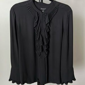 Ann Taylor Black Semi-sheer Blouse Top Size L